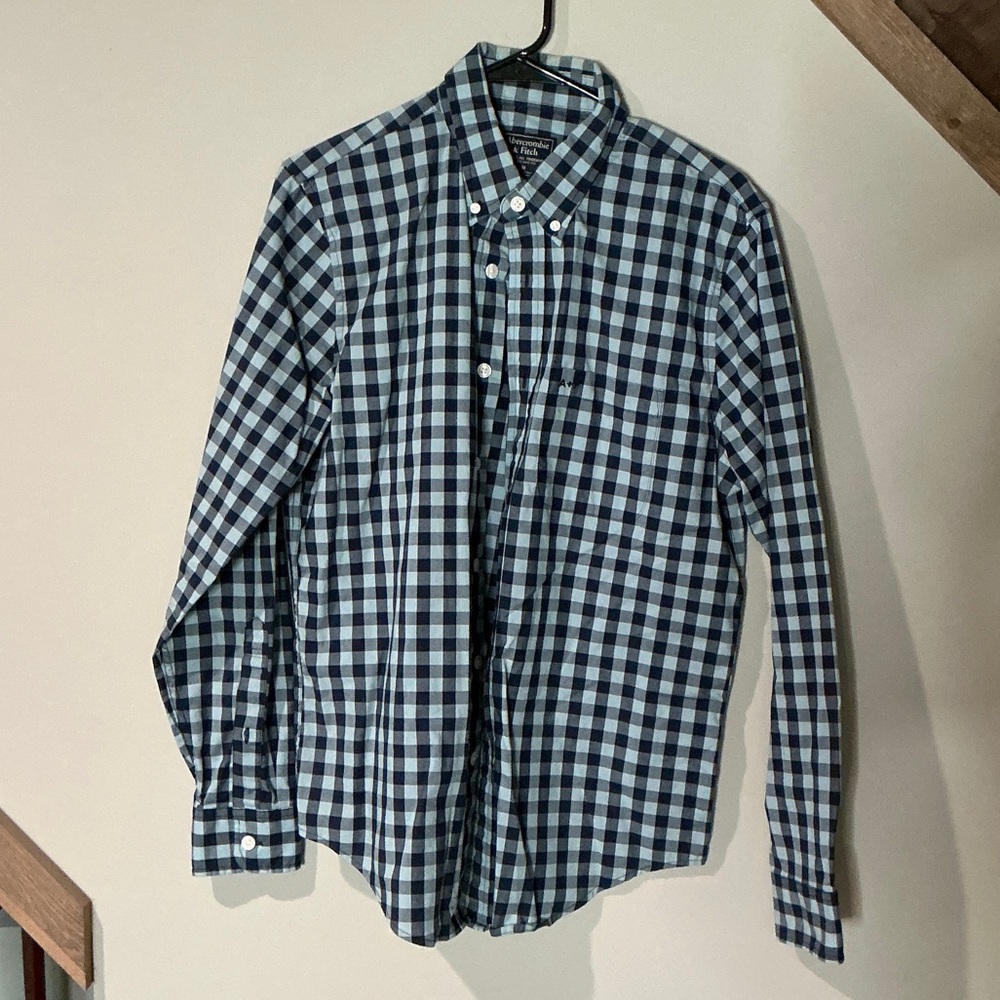 Abercrombie & Fitch Navy and White Plaid Shirt